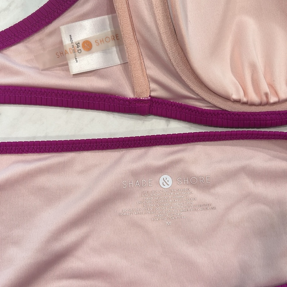 Shade & Shore Ribbed Strapless Fuscia Pink Bikini Set - Picture 4 of 4